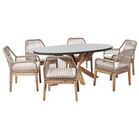 GARTENMÖBEL-SET 6-Sitzer Grau Oristano - Hellbraun/Beige, Stein - Beliani