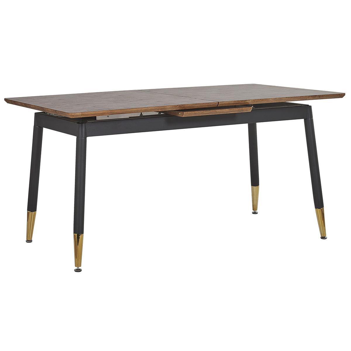 ESSTISCH 160-200/90/78 cm Dunkelbraun, Schwarz, Goldfarben Rechteckig California - Dunkelbraun, Holzwerkstoff (200/90/78cm) - Beliani
