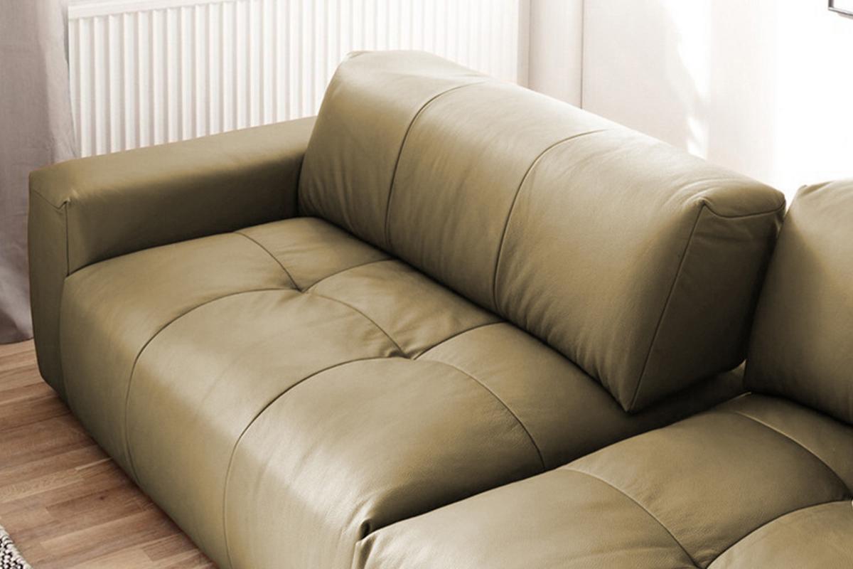 LEDERSOFA MIT SITZTIEFENVERSTELLUNG PALACE Grün Leder Relaxfunktion - Olivgrün/Grün, Leder (298/74/120cm) - KAWOLA