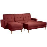 FUNKTIONSSOFA mit Hocker Kattie Flachgewebe rot - Rot, Kunststoff (144/230cm) - 58aufmkessel