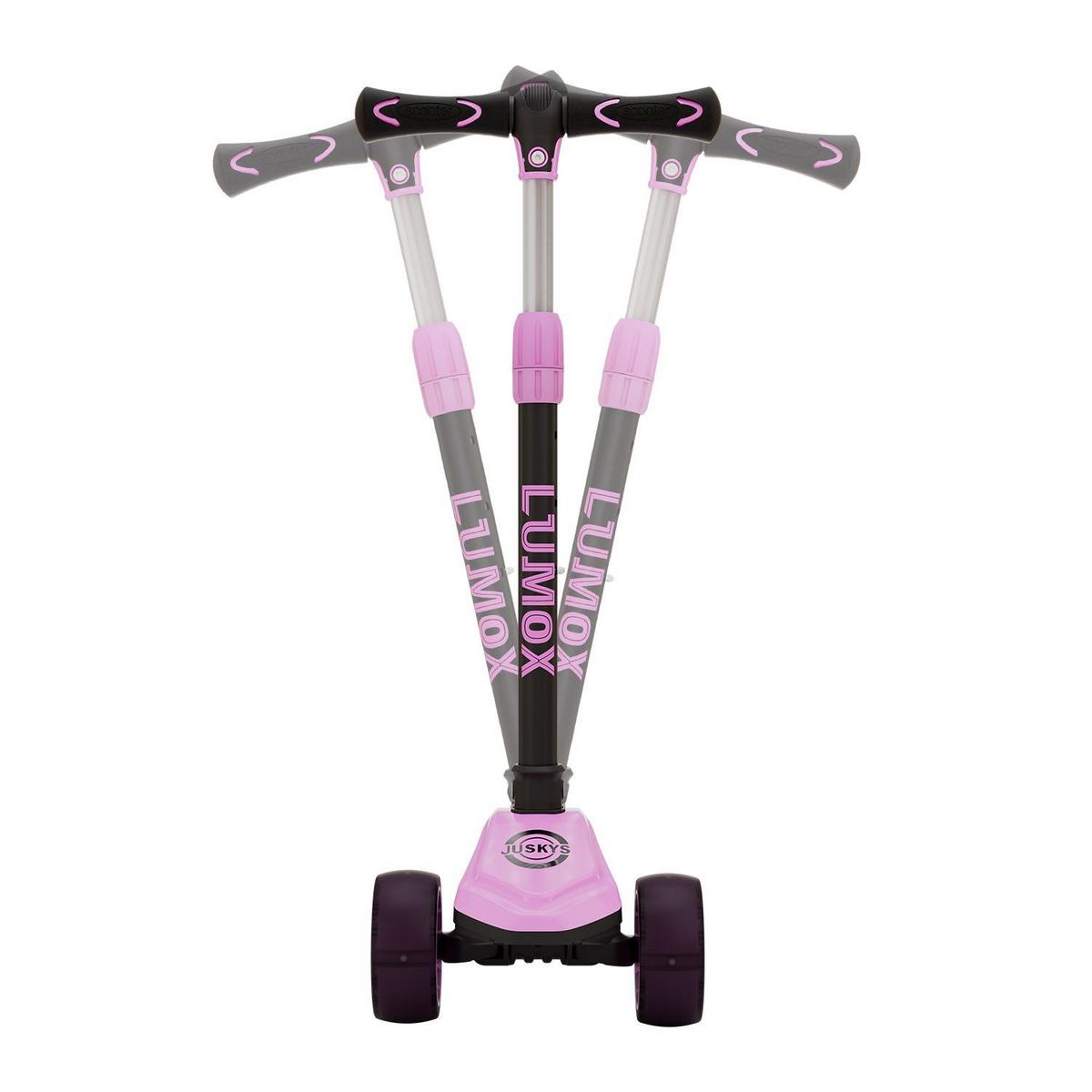KINDERROLLER Lumox höhenverstellbarer Lenker inkl. Leuchtränder rosa - Rosa, Metall (28/59cm) - Juskys