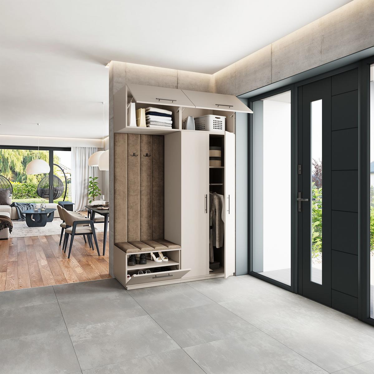 GARDEROBENSCHRANK REMA 150/240/60 cm Modern Garderobe-Set Kaschmir - Kaschmir/Mokka, Holzwerkstoff (150/240/60cm) - MASSENO