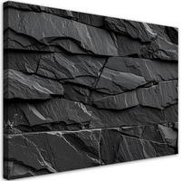 LEINWANDBILD Schwarzer Stein Schieferstruktur 120x80cm - Grau, Textil (120/80cm) - Feeby