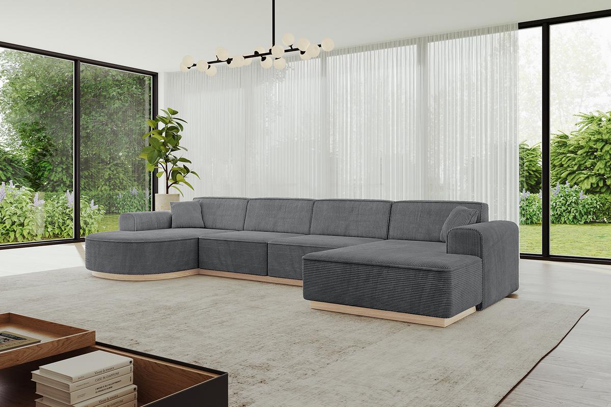 WOHNLANDSCHAFT ARRIO-U2 303x171x83 cm Dunkelgrau - Dunkelgrau, Holzwerkstoff/Textil (388/83/171cm) - ALTDECOR