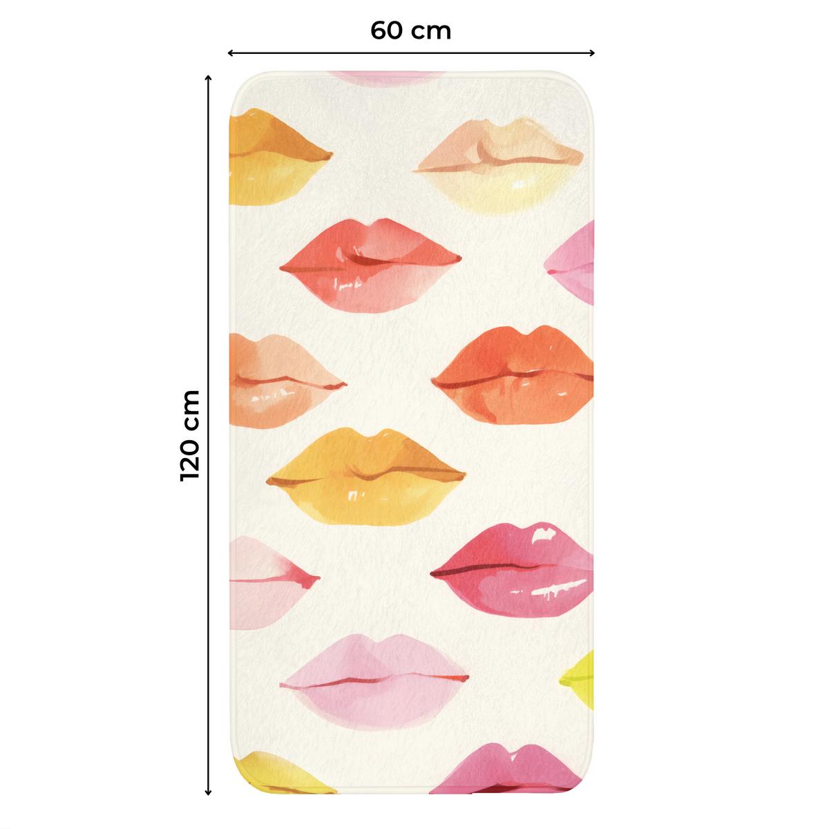 WC-VORLEGER Lippen - Bunt - Glänzend Toilettenvorleger 60x120 cm - Rosa, Textil (60/1cm) - OnlyWow