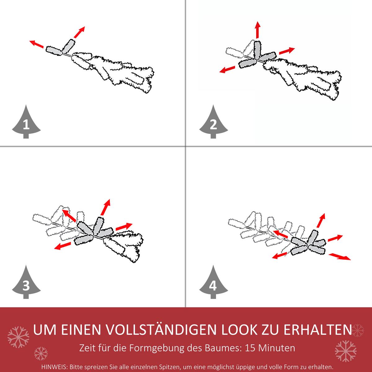 WEIHNACHTSBAUM 390 Spitzen Tannenbaum mit Kunststoffständer Weiß - Weiß, Kunststoff (180cm) - HOMCOM