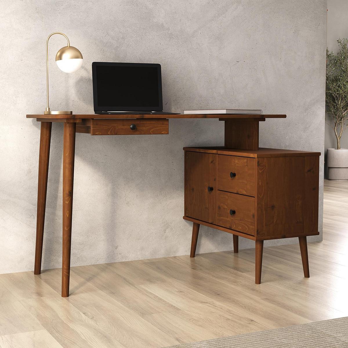 SCHREIBTISCH ANGOLO Kastanie - Kastanienfarben, Holz (54/155/75cm) - IDIMEX
