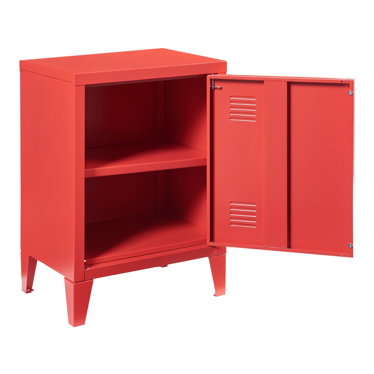 NACHTSCHRANK Inari - Rot, Metall (40/57/30cm) - [en.casa]