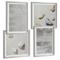 BILDER SET 4er Set - 50x50 cm & 40x60 cm Silberner Rahmen - Moderne minimalistische Texturen - Silberfarben, Kunststoff (50/50cm) - TULUP