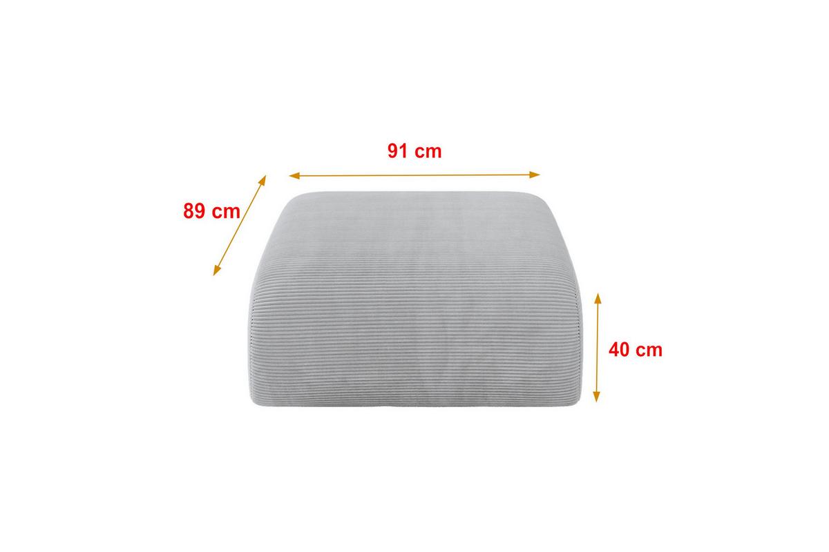 POUF MIRA-PUF 91x89x40 Grau cm Cord Modular Sitzhocker - Blaugrau/Schwarz, Holzwerkstoff/Kunststoff (91/40/89cm) - ALTDECOR