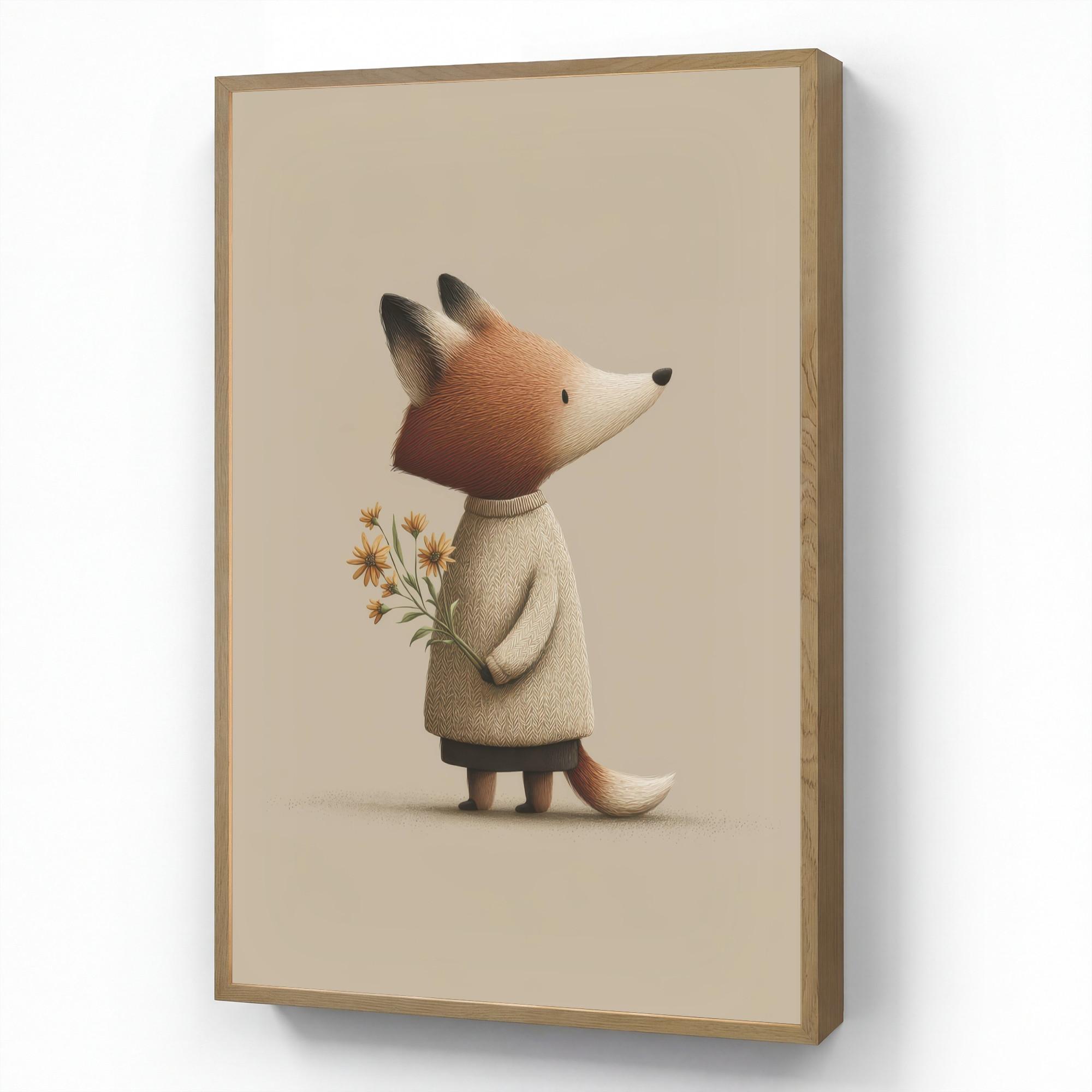 NACHTTISCHLAMPE MIT AKKU Fuchs - Gelbe Blumen - Minimalistisch 60x90 cm - Taupe, Holzwerkstoff (8/60/90cm) - OnlyWow