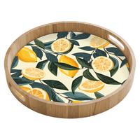TABLETT Zitronen - Früchte - Blätter - Gelb - Grün - Beige 40x40 cm - Gelb, Holz (40/5/5cm) - OnlyWow