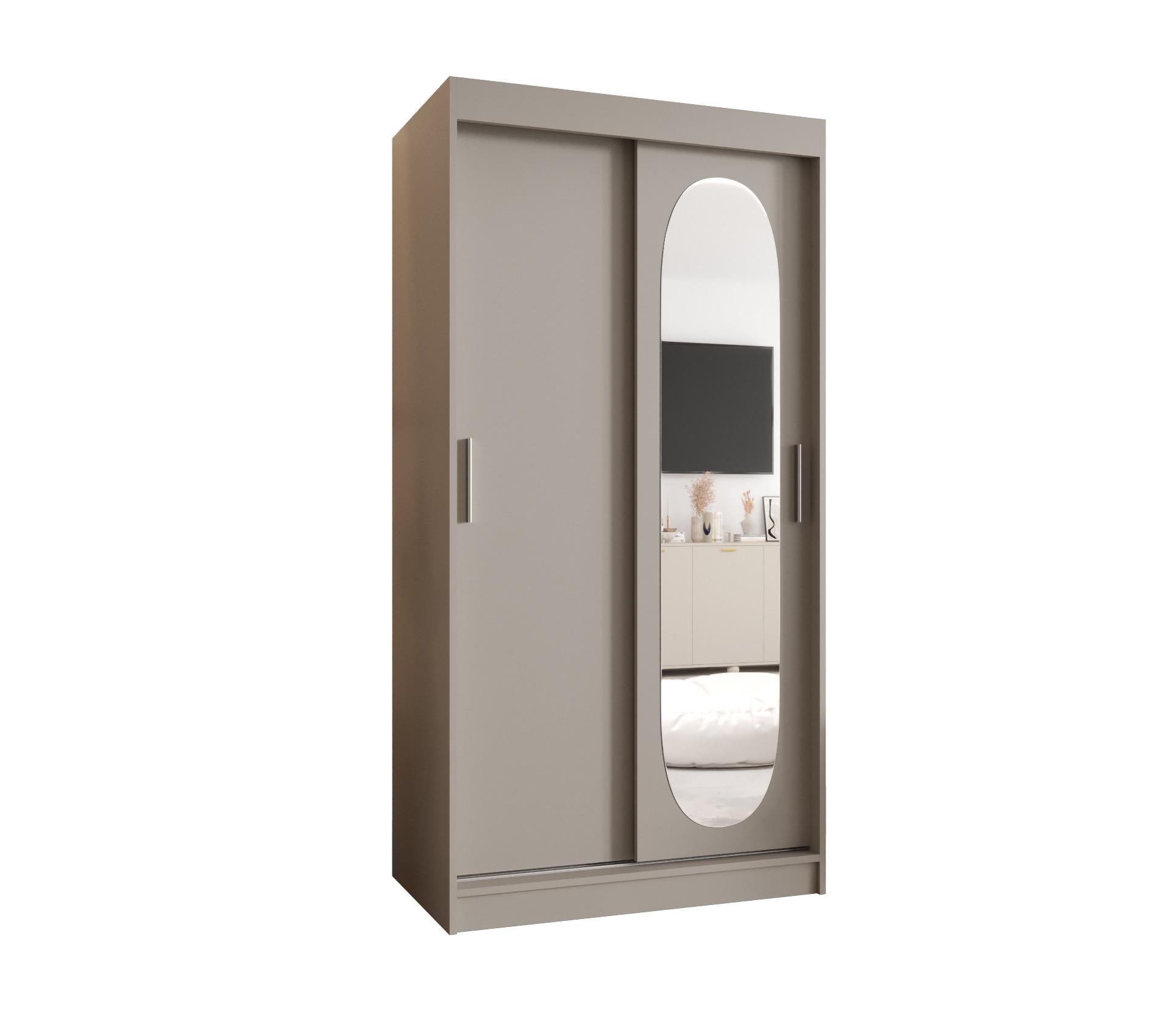 SCHIEBETÜRENSCHRANK mit Spiegel ROYAL 200/100/62 2-türig - Kaschmir/Silberfarben, Holz (100/62/100cm) - MÖBEL KRYSPOL