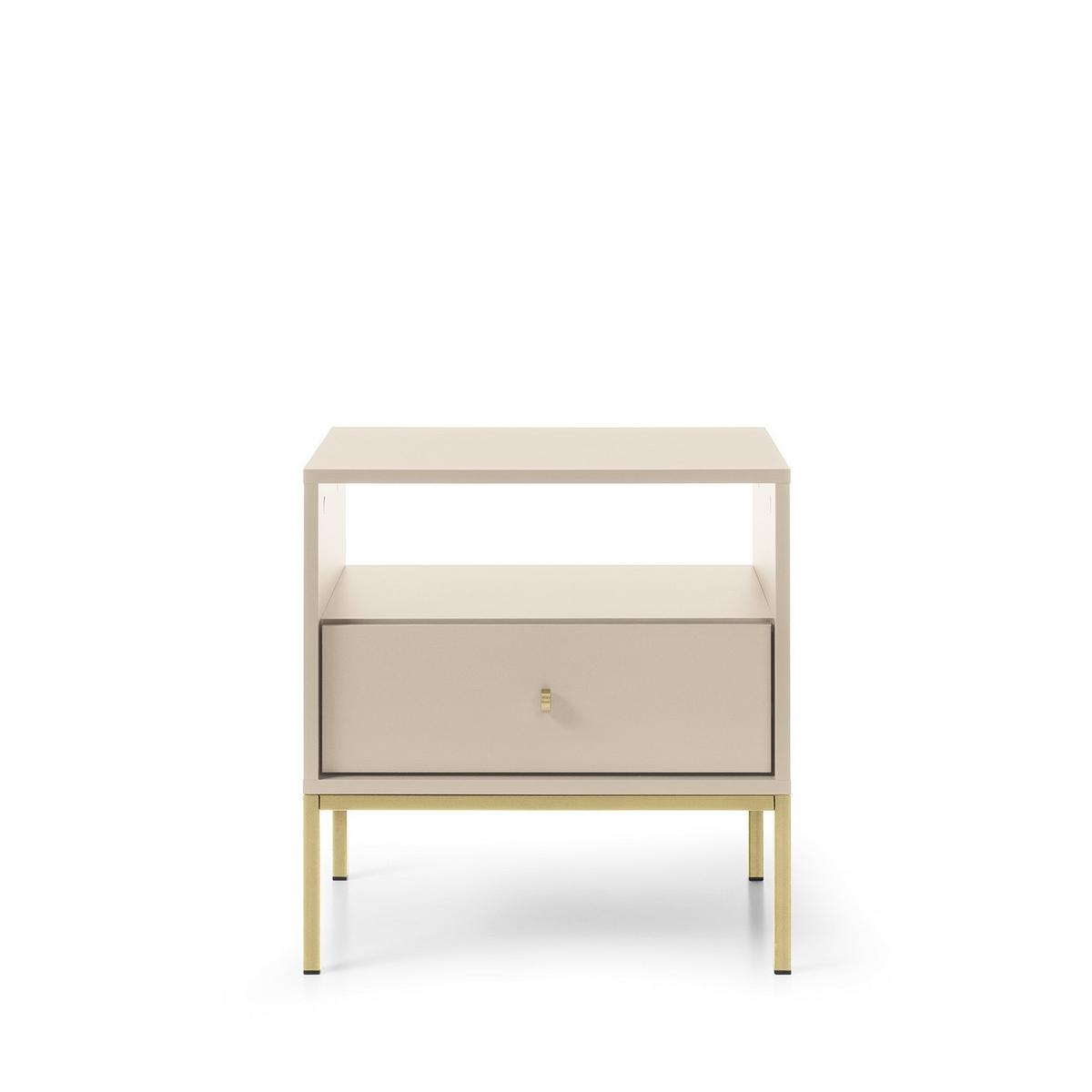 NACHTTISCH MONDO 53,6/56,2/39 cm Beige - Beige/Goldfarben, Holzwerkstoff (53.6/56.2/39cm) - MASSENO