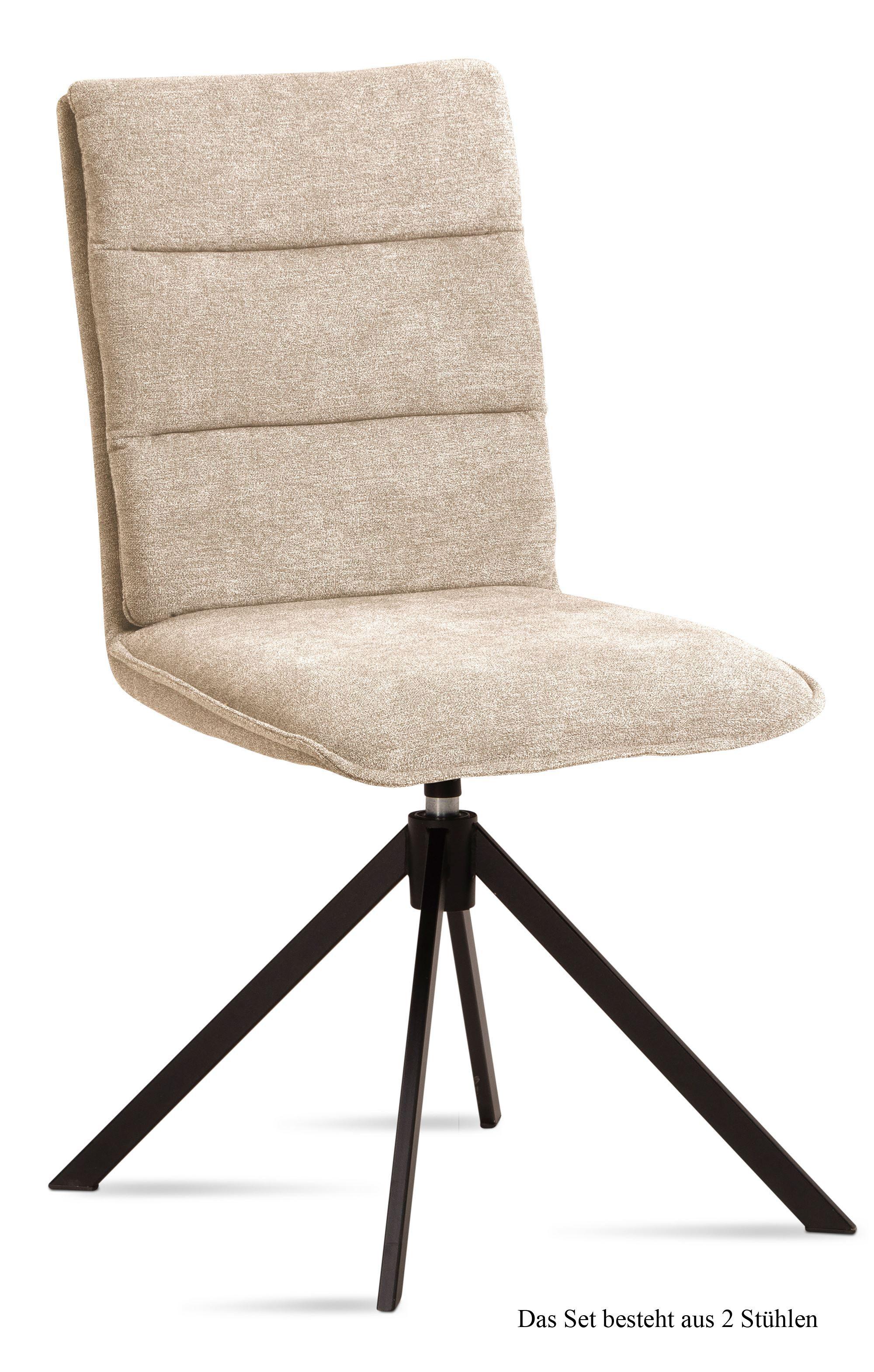 ESSZIMMERSTUHL drehbar (2er-Set) Dekava 47x92x60 Schwarz/Natur - Schwarz/Naturfarben, Kunststoff (60/92/47cm) - 58aufmkessel