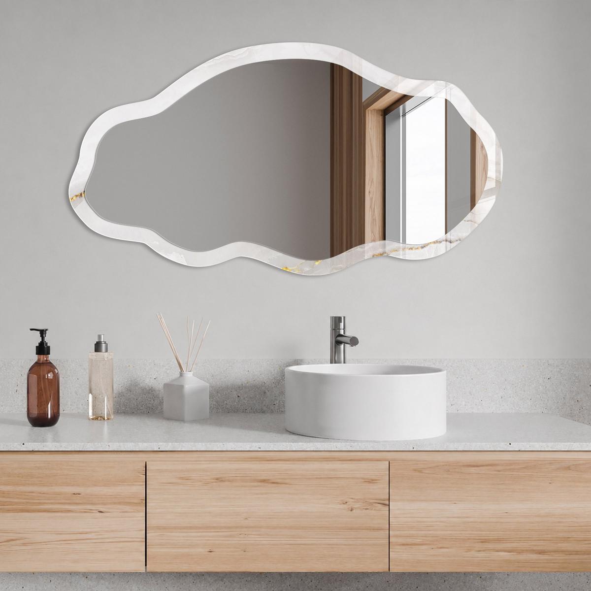 SPIEGEL 90x45 cm asymmetrisch mit Druck - Marmor-Eleganz - Transparent, Glas (45/90/0.4cm) - TULUP