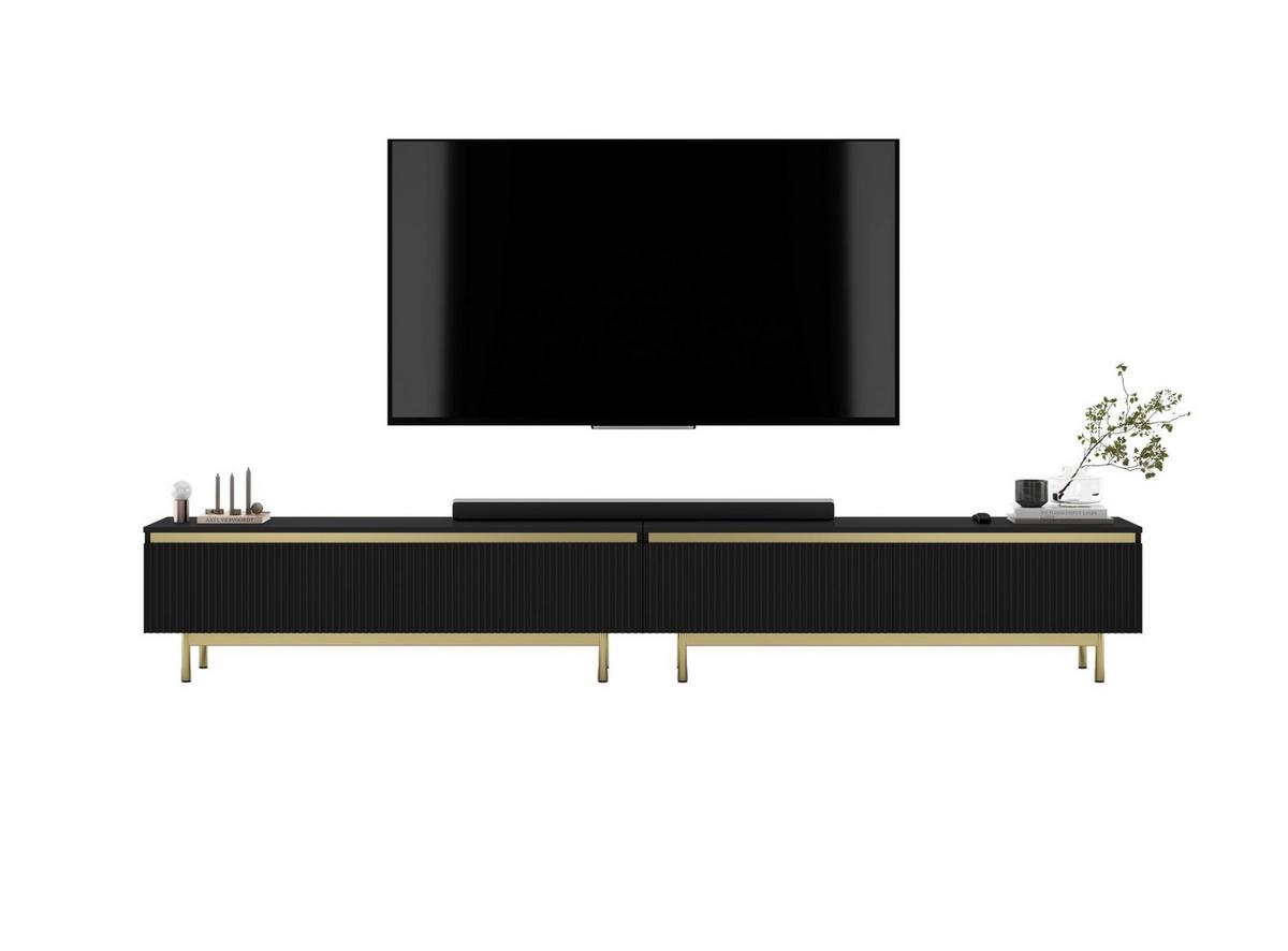 TV-LOWBOARD 2er-Set Selene Schwarz matt 280 cm mit Metallrahmen - Goldfarben/Schwarz, Holzwerkstoff/Metall (280/44/35cm) - Meble Lindner