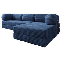 ECKSOFA ETERA modulares Boneless Sofa mit Schlaffunktion Blau Cordstoff - Blau, Textil (270/160cm) - MASSENO