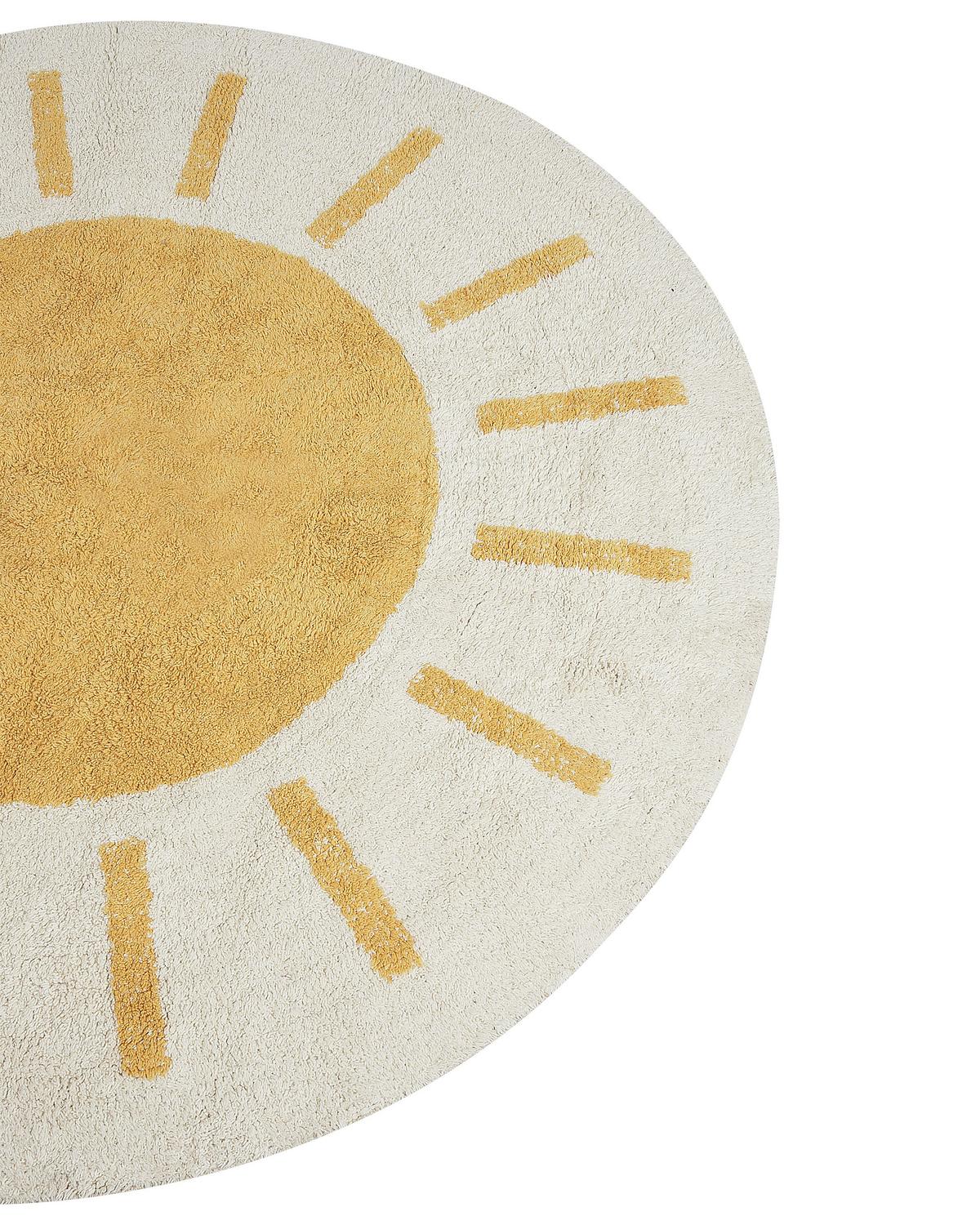 KURZFLOR-TEPPICH Beige 140 cm Baiker - Beige/Gelb, Textil (140/140cm) - Beliani