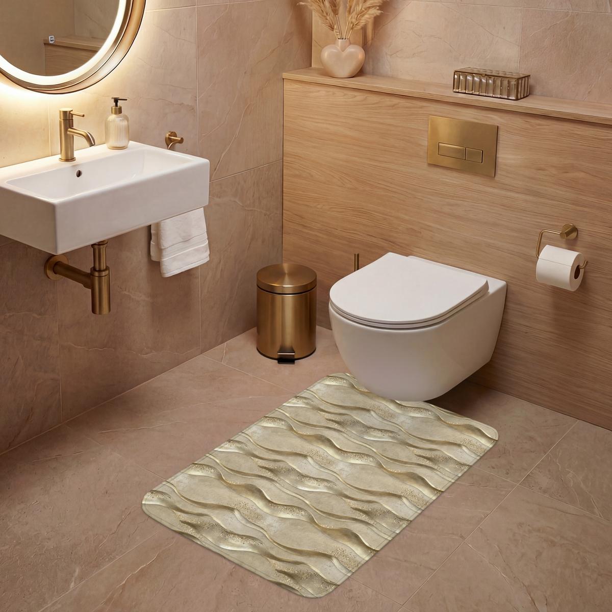 WC-VORLEGER Wellen - Muster - Gold Toilettenvorleger 60x90 cm - Messingfarben, Textil (60/1cm) - OnlyWow