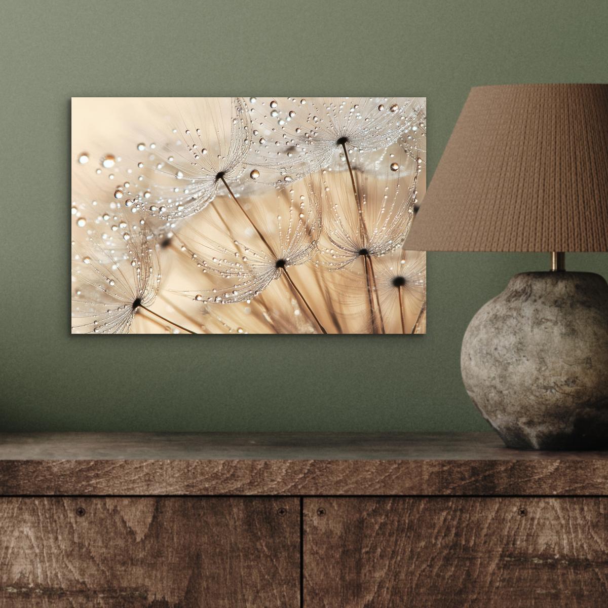 METALLBILD Löwenzahn - Abstrakt - Natur - Beige 30x20 cm - Braun, Metall (30/20cm) - MuchoWow