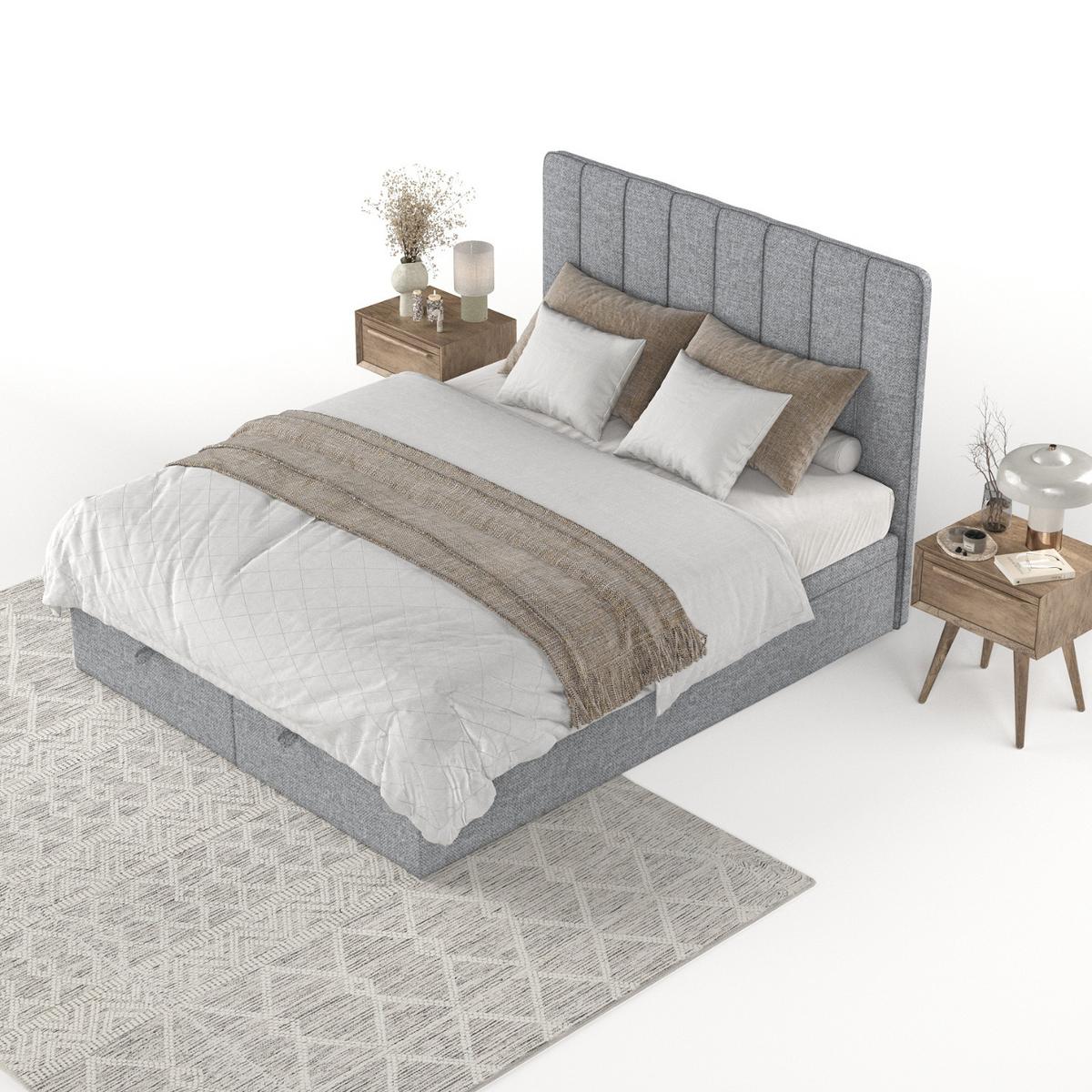 POLSTERBETT Vienna mit Stauraum 200/200 cm Grau im Alta Stoff - Schwarz/Grau, Holz/Holzwerkstoff (200/200cm) - AltaBeds