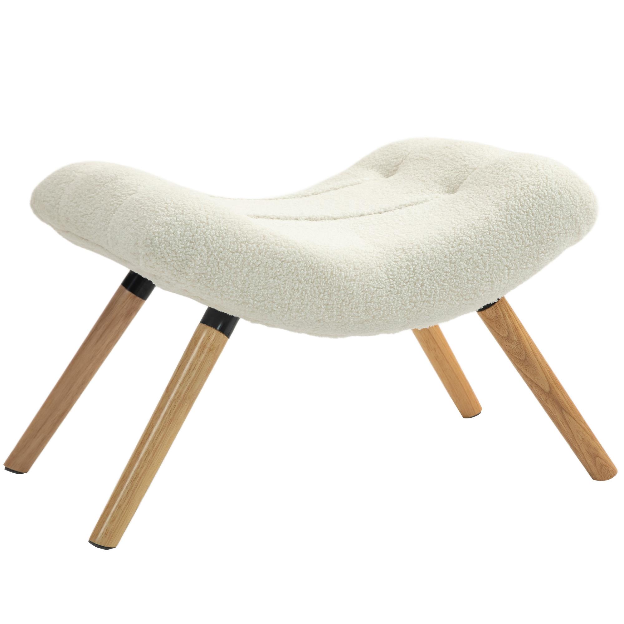 SITZHOCKER, Fußhocker, Polsterhocker, Fußstütze bis 120 kg belastbar Cremeweiß - Weiß, Kunststoff (45/38/67cm) - HOMCOM