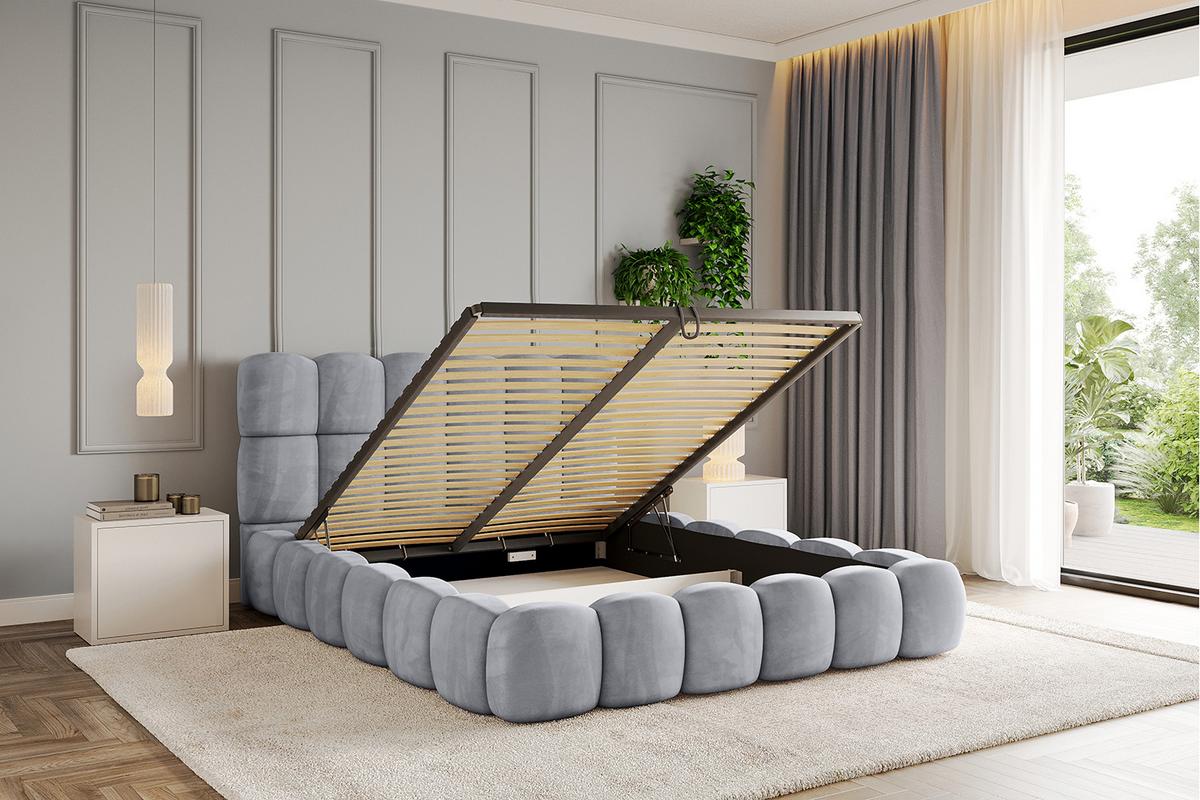POLSTERBETT mit Bettkasten und Lattenrost, Boxbett ohne Matratze - LEYA 160x200 Hellgrau - Hellgrau, Holzwerkstoff/Textil (160/200cm) - ALTDECOR