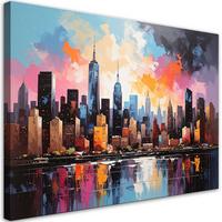 WANDBILD, Bunte Wolkenkratzer New York - Multicolor, Textil (60/40cm) - Feeby