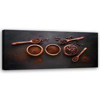 WANDBILD gemahlene kaffeebohnen für die küche - Schwarz, Textil (90/30cm) - Feeby