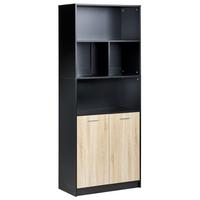 BÜCHERREGAL mit 2 Türen Braun/Schwarz Zehna - Braun, Holzwerkstoff (80/197/40cm) - Beliani