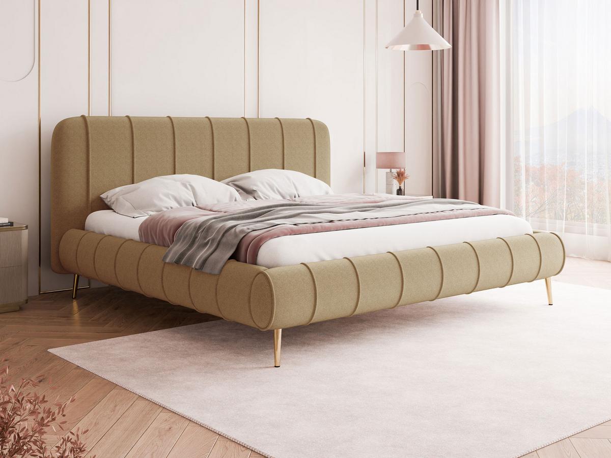 POLSTERBETT Slim XI mit Füße - Beige/Goldfarben, Holz/Holzwerkstoff (160/200cm) - MIRJAN24
