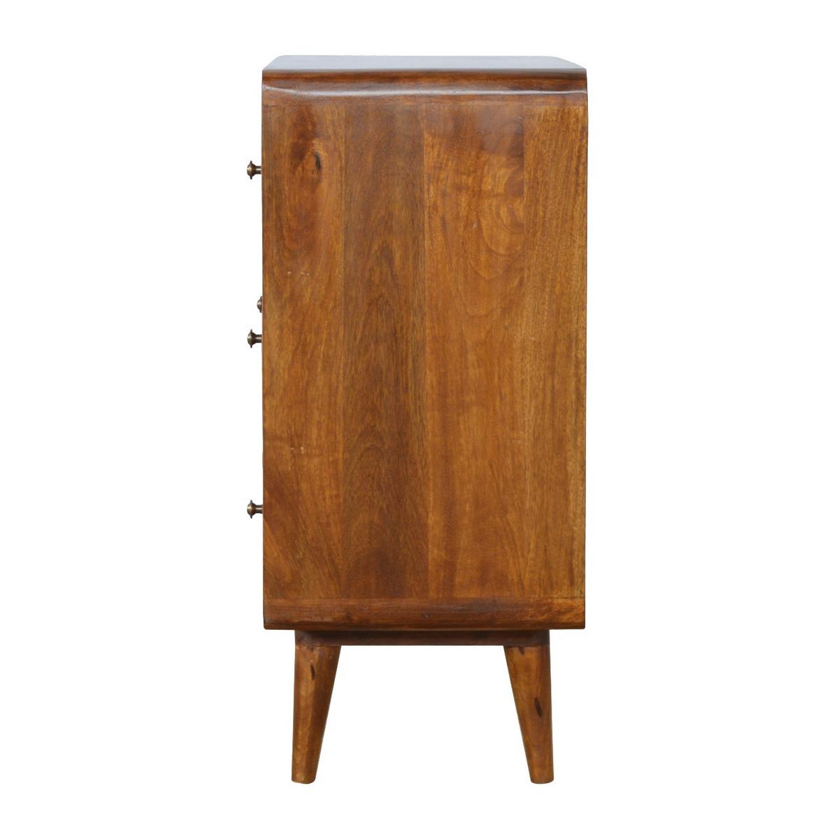 KOMMODE im Kastanien-Finish, 3-Schublades, Braun - Messingfarben/Braun, Holz/Metall (70/80/35cm) - Artisan Furniture