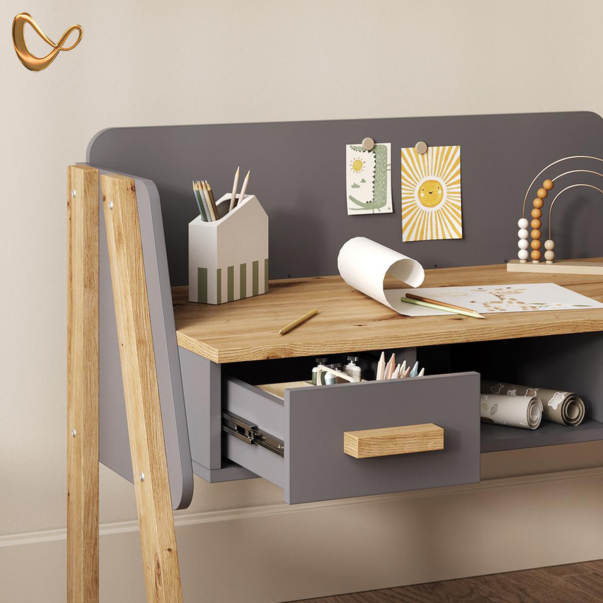SCHREIBTISCH Mailo Cashmere/Artisan 97 x 80 cm - Kaschmir/Eiche Artisan, Holzwerkstoff (51/97/80cm) - Livinity®