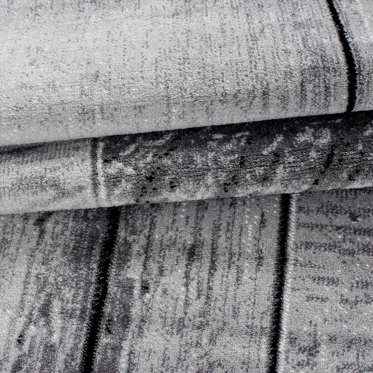 TEPPICH Kurzflor DRAU in Schwarz, in 3D-Holzoptik, 240 x 340 cm - Grau, Textil (340/240cm) - KADIMA DESIGN
