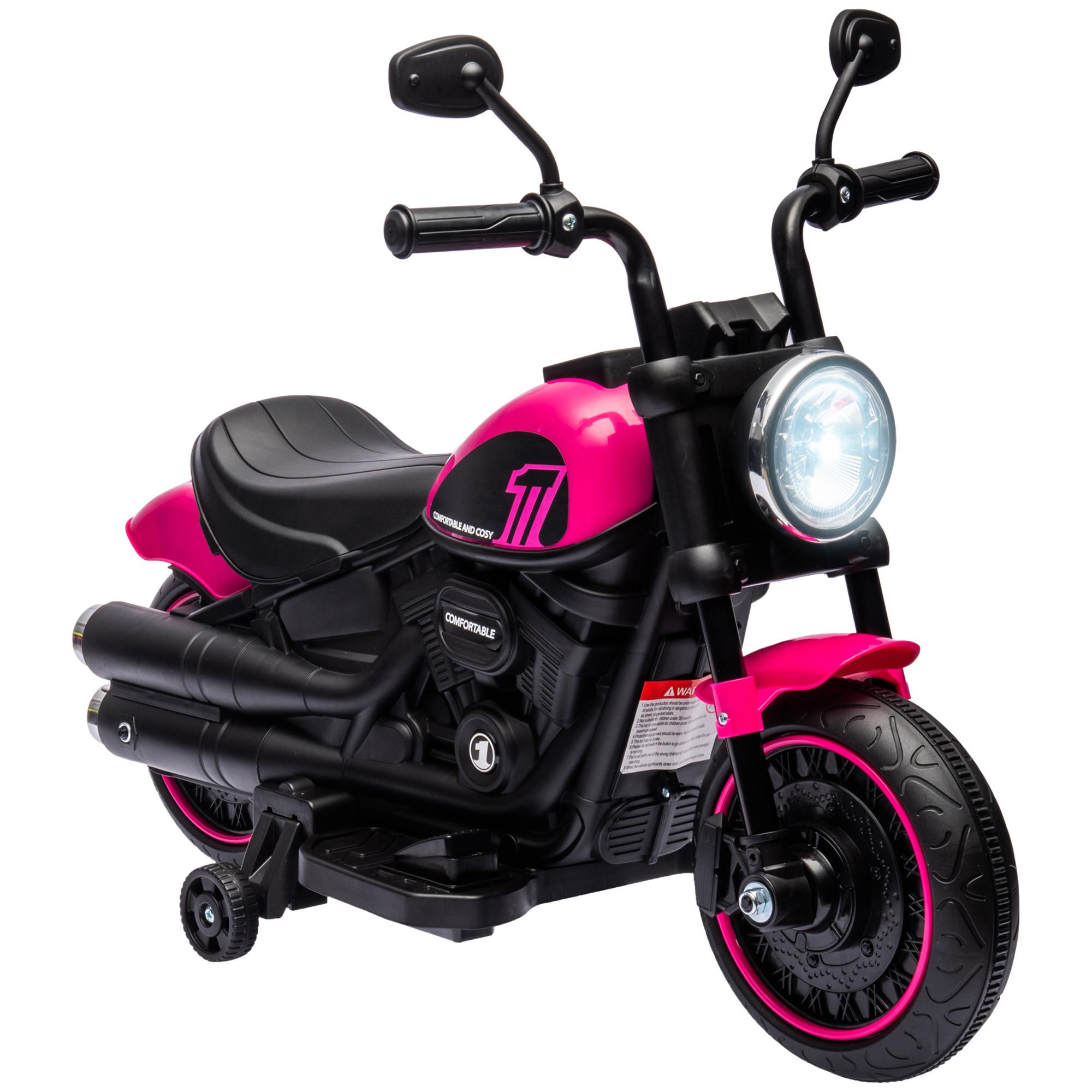 KINDER Elektro-Motorrad Kindermotorrad 6V Kinderfahrzeug für 1,5-3 Jahre Rosa - Rosa, Metall (76/42/57cm) - HOMCOM