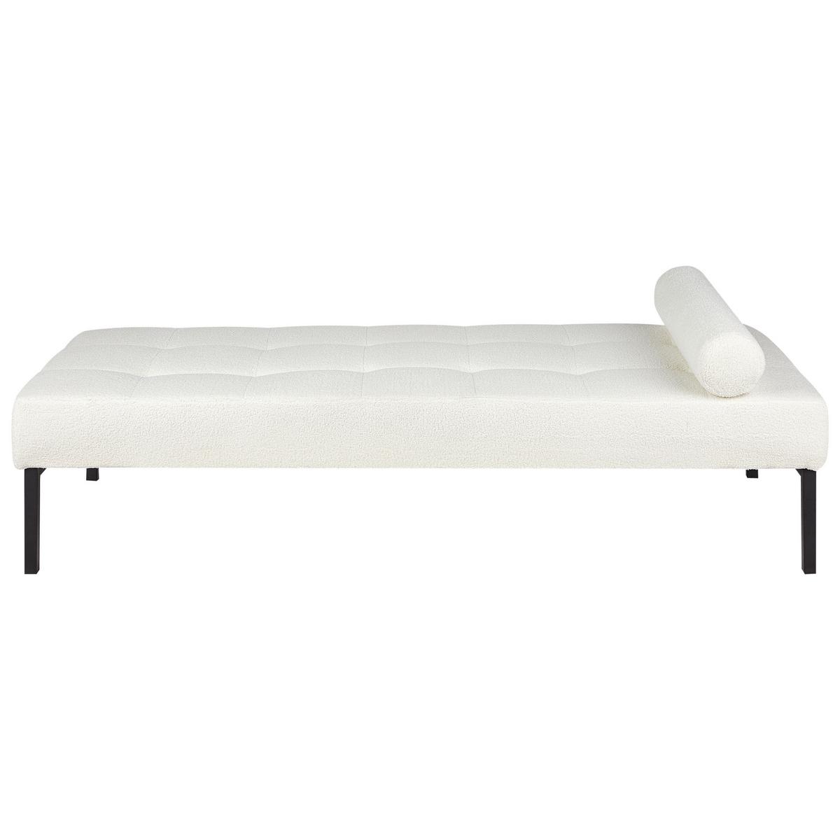 CHAISELONGUE Bouclé Weiß Chinon - Schwarz/Weiß, Textil (178/41/73cm) - Beliani
