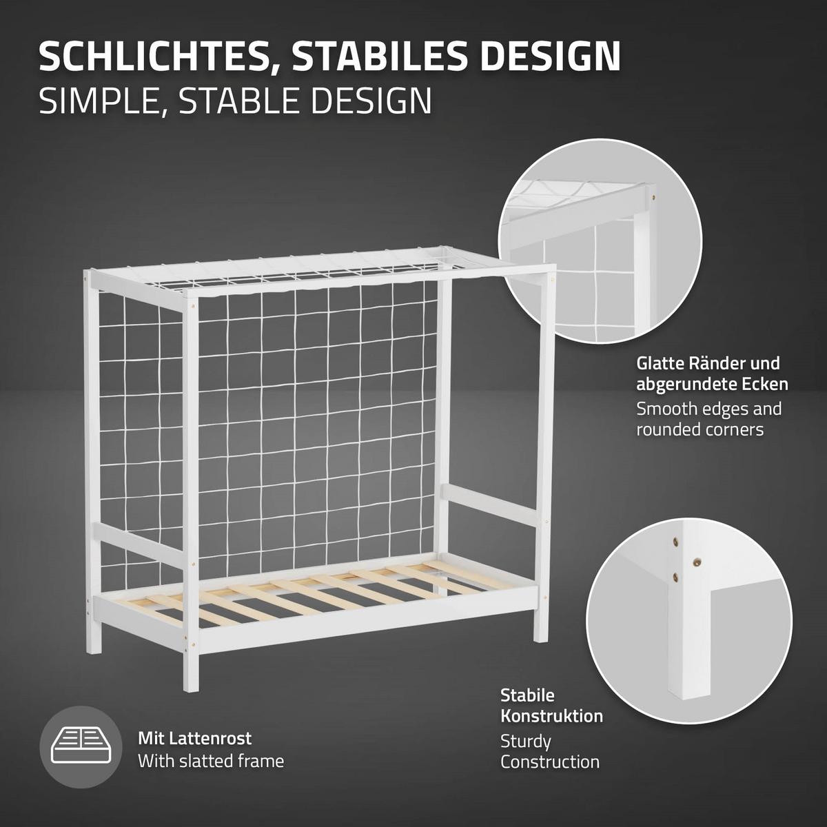 KINDERBETT Fußballtor 70x140 cm Weiß - Weiß, Holz (70/140cm) - ML-DESIGN