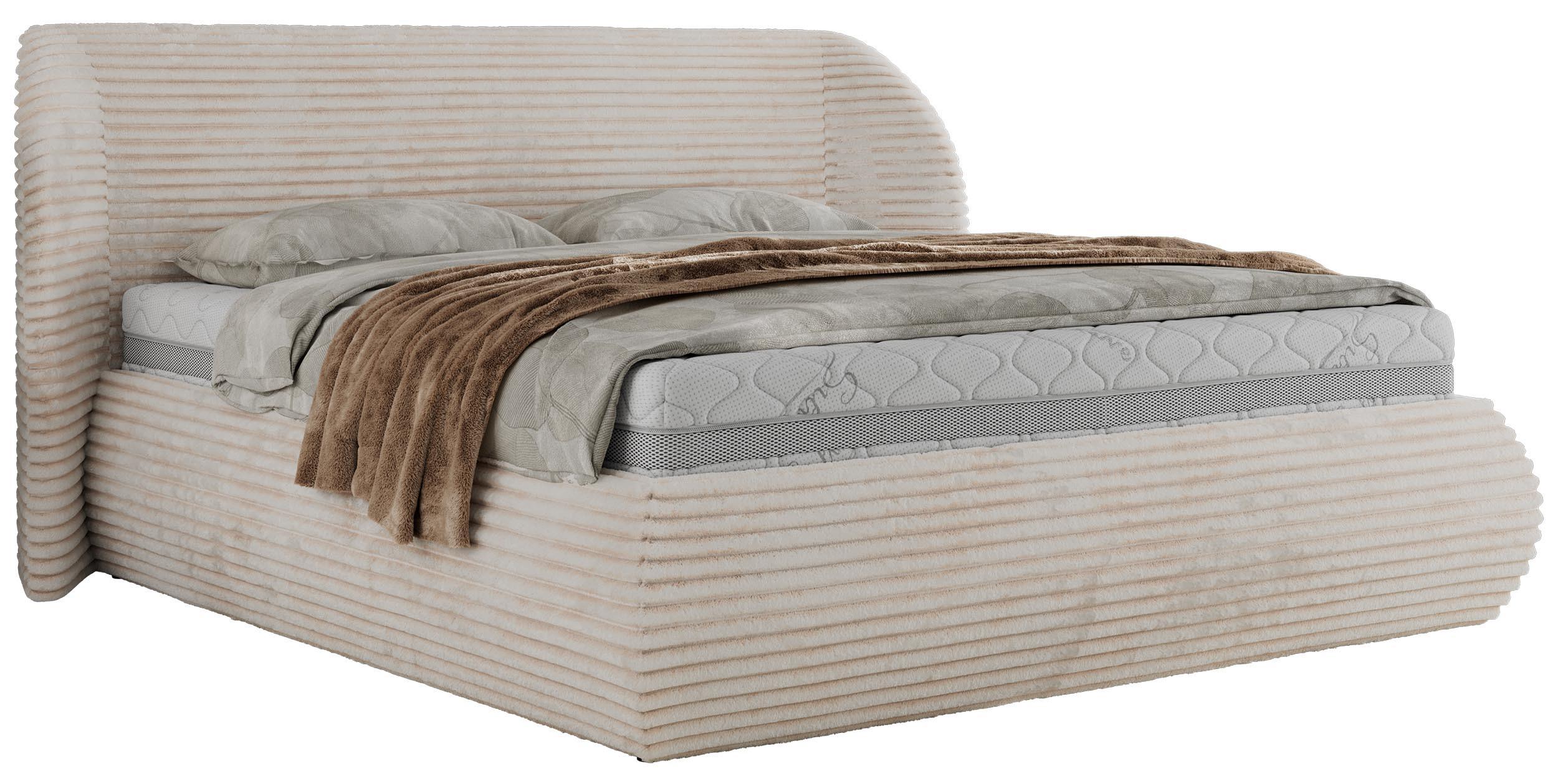 POLSTERBETT CAELA CLASSIC 140/200 - Beige Cord - ohne Matratze - Beige, Textil (140/200cm) - MKS
