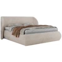 POLSTERBETT CAELA CLASSIC 140/200 - Beige Cord - Multipocket-Matratze - Beige, Textil (140/200cm) - MKS
