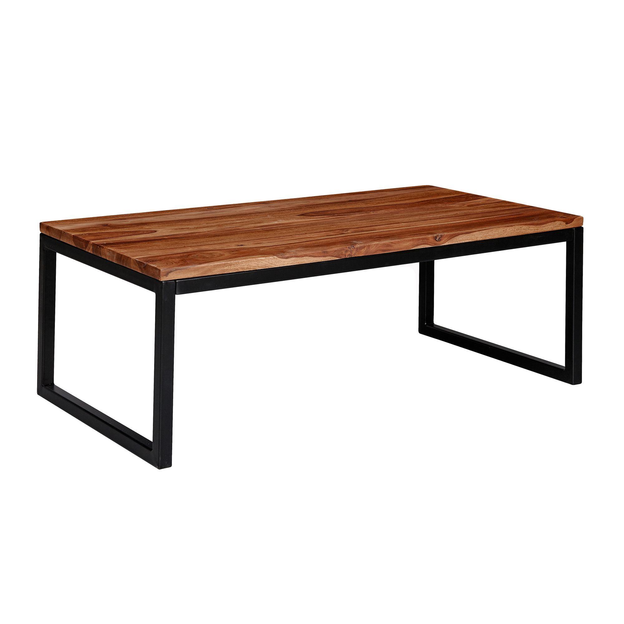 COUCHTISCH Sheesham Massivholz Metall 110x40x60cm Industrial Style - Schwarz/Braun, Holz/Metall (60/110/40cm) - KADIMA DESIGN