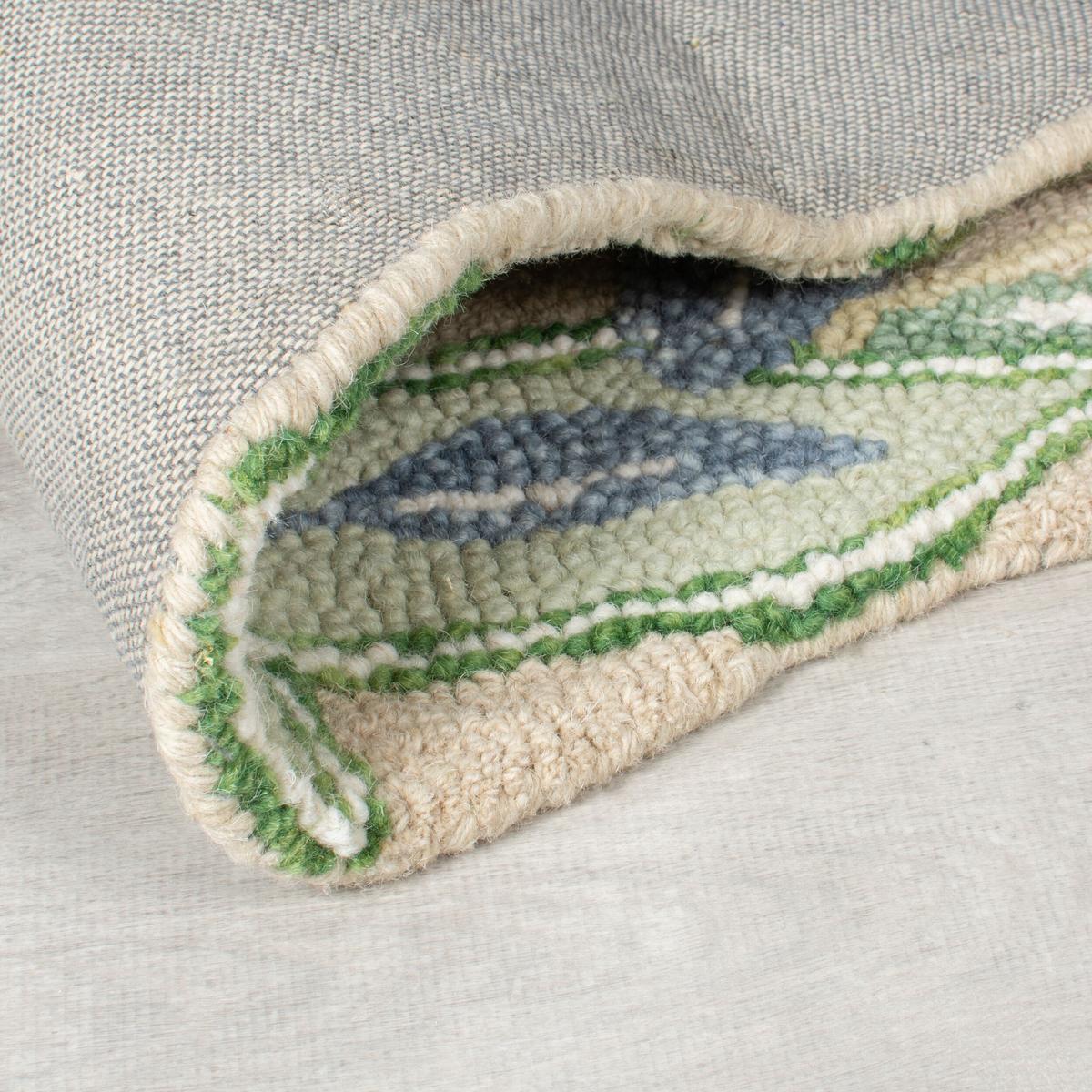 WOLLTEPPICH CHAR, floral, Grün, 60 x 230 cm - Grün, Textil (230/60cm) - KADIMA DESIGN