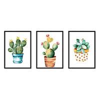 POSTER Set Mit 3 Pflanzen Kaktus A3 Rahmenlos - Klar, Papier (29.7/5/42cm) - Nacnic