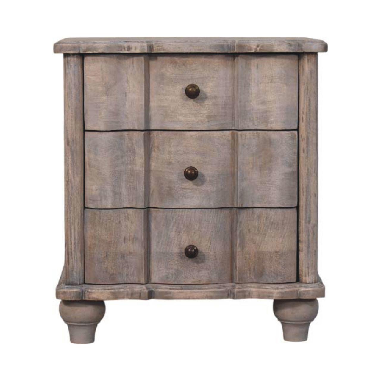 NACHTTISCH mit Acid-Wash-Finish, 3 Schubladen, grau - Grau, Holz (55/63/40cm) - Artisan Furniture