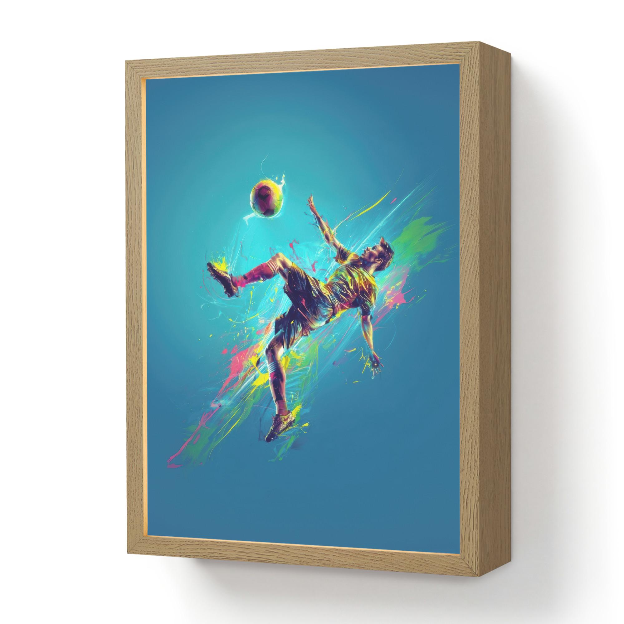 NACHTTISCHLAMPE MIT AKKU Fußballer - Farbspritzer - Farbenfroh - Ball 30x40 cm - Blau, Holzwerkstoff (8/30/40cm) - OnlyWow