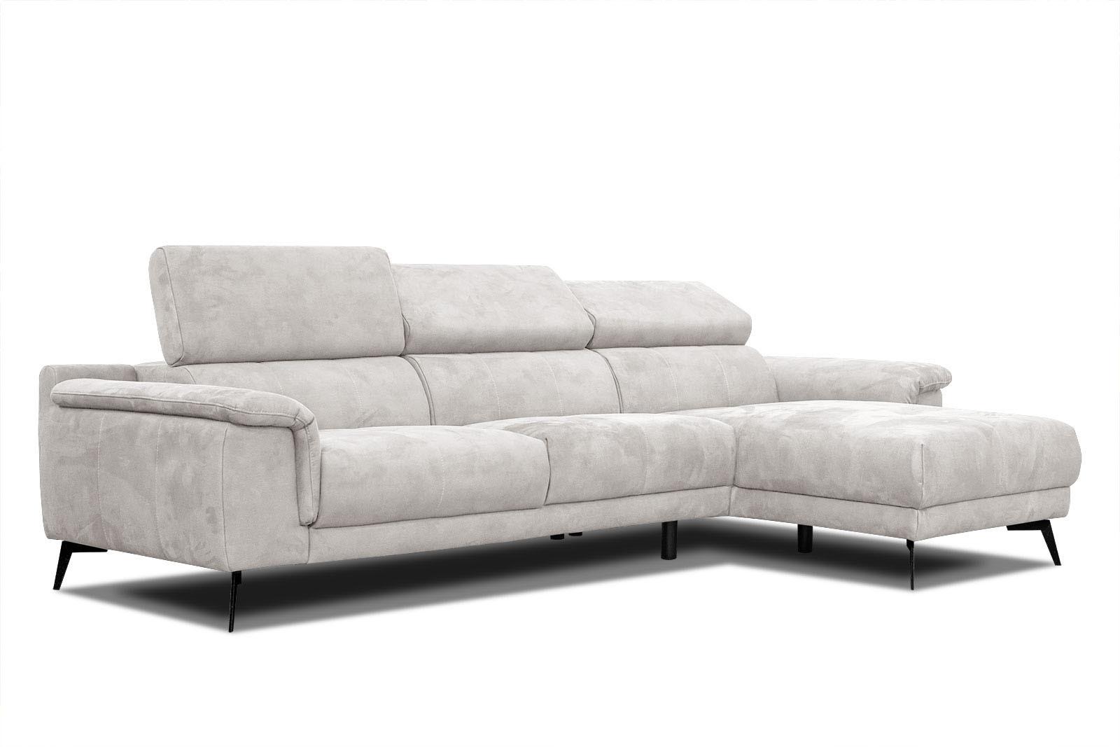 ECKSOFA FIERO 4-Sitzer, ecru - Ecru/Schwarz, Holzwerkstoff/Textil (288/170cm) - Wozimo