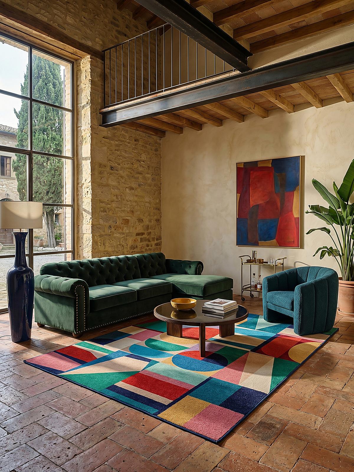 WOLLTEPPICH DAHLIA, geometrisch, aus Wolle, Bunt, 140 x 200 cm - Multicolor, Textil (200/140cm) - KADIMA DESIGN