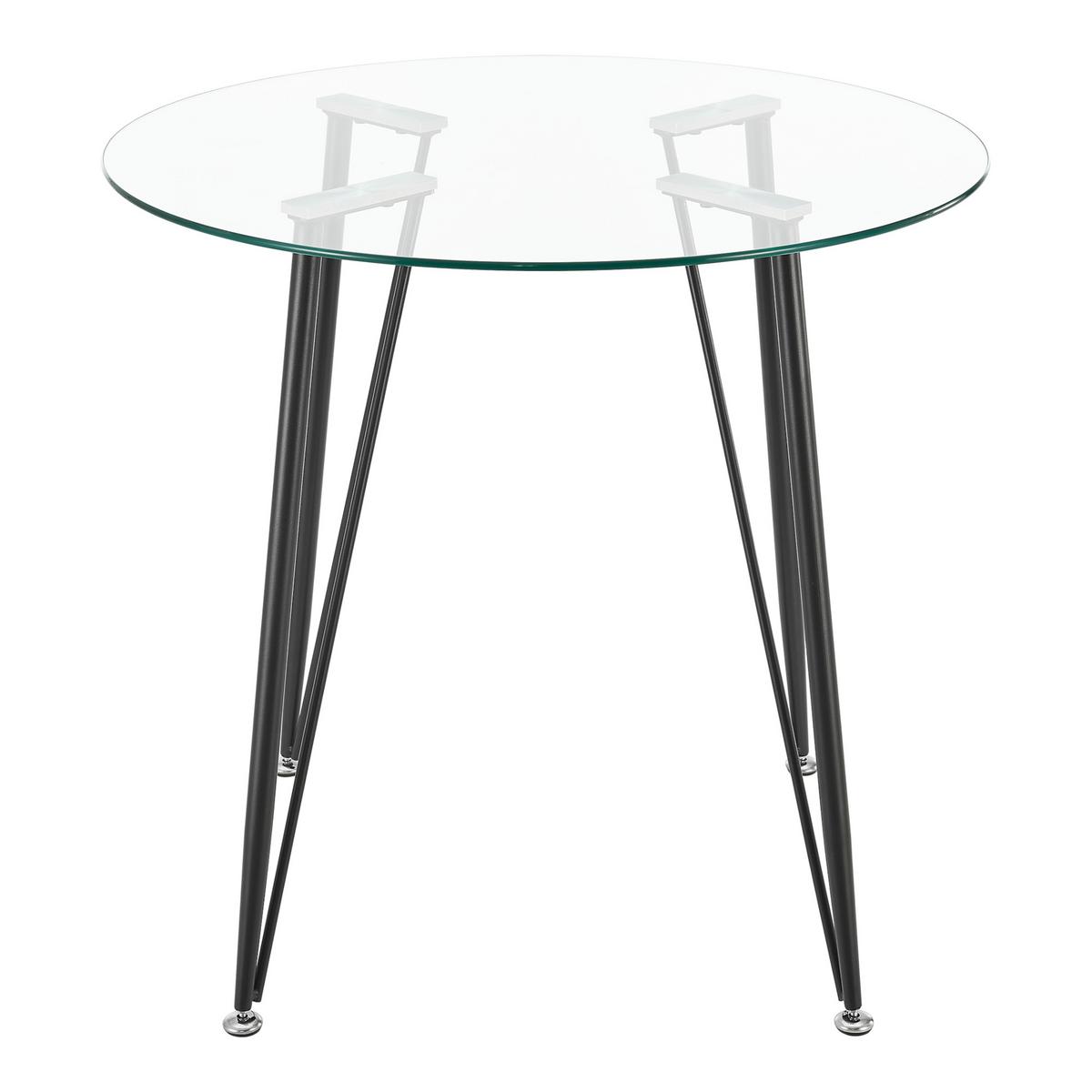 ESSTISCH Huittinen - Transparent/Schwarz, Glas/Metall (80/80/72cm) - [en.casa]