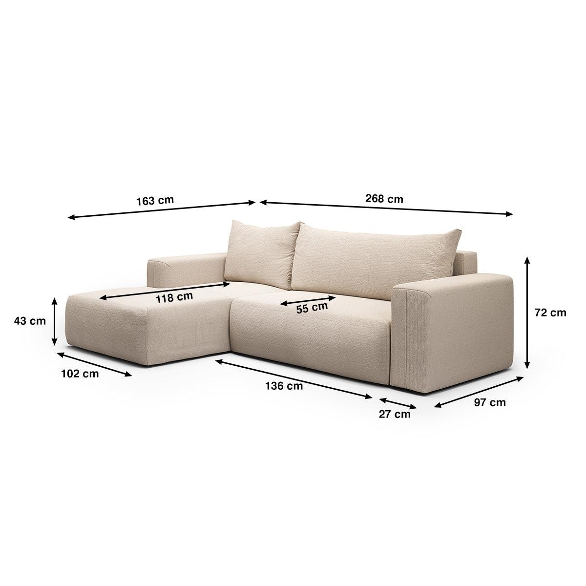 ECKSOFA Bliss 3 Sitzplätze Beige - Beige, Holz (268/163cm) - Petits-meubles