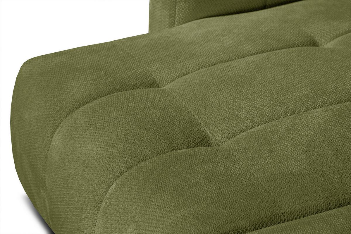 ECKSOFA KIMI 3-Sitzer, ausziehbarer Sitz, verstellbare Kopfstützen, olivgrün - Schwarz/Olivgrün, Holzwerkstoff/Textil (270/160cm) - Wozimo